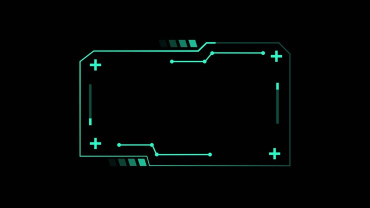 Animação de tela com moldura HUD neon futurista isolada em fundo preto