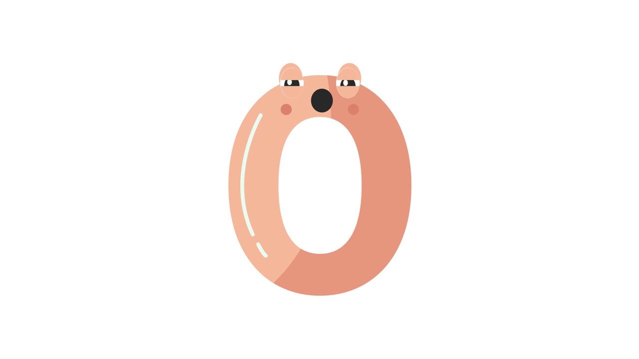 Animated Letter O Character Blinking and Talking on White Background