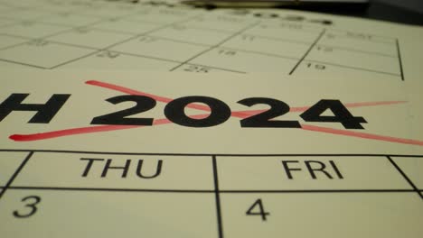 marking or crossing out dates on a 2024 calendar