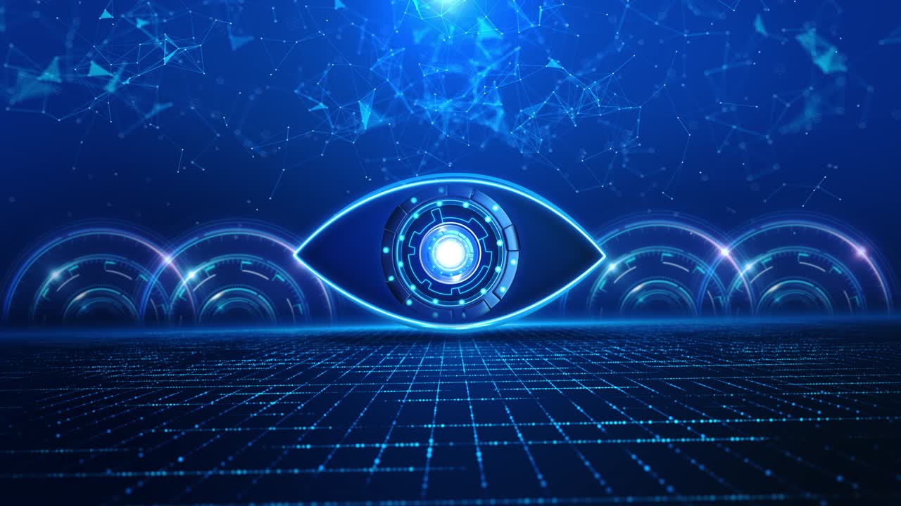 Cyber spy technology hologram virtual eye of internet control surveillance digital invigilation