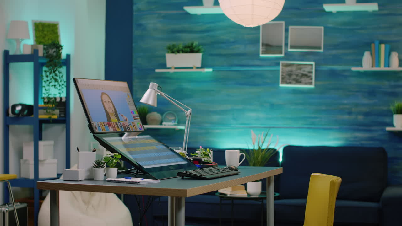 Nobody in photography studio with retouching equipment