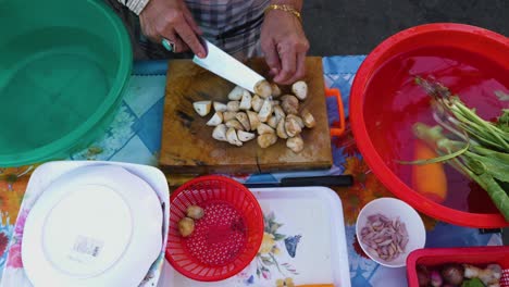 champignon cut in half to be used in traditional thai soup