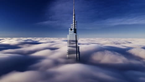 skyscraper piercing through clouds
