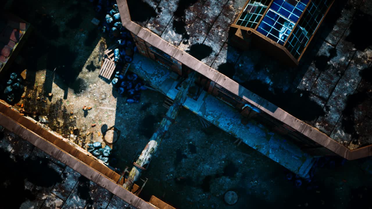 aerial view of abandoned old factory