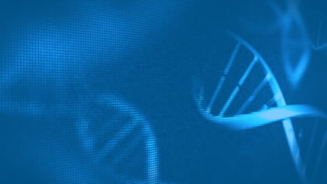 adn y moléculas moviéndose sobre un fondo azul