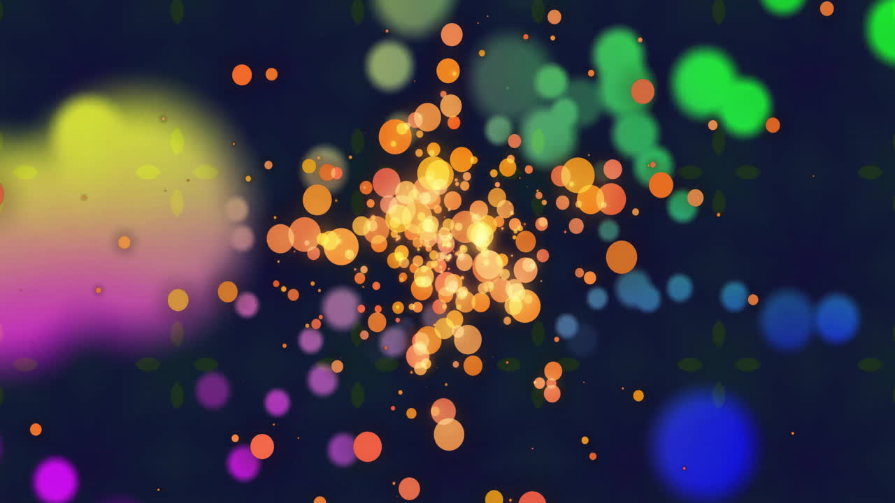 활기찬 추상적인 배경 위에 오렌지색 반이는 반점의 애니메이션