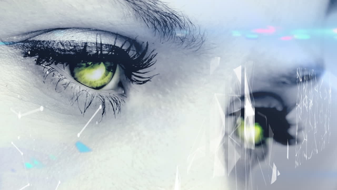 Animation of data processing over female eye