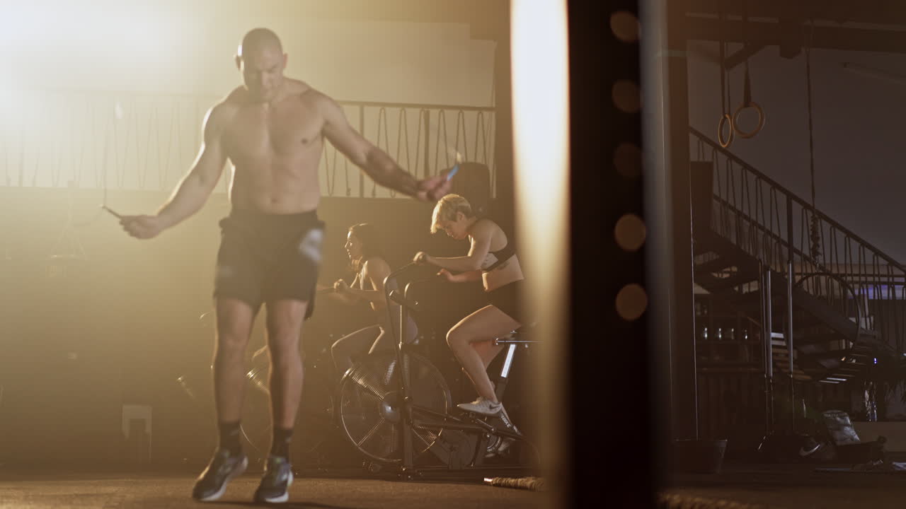 Group fitness workout in a gym