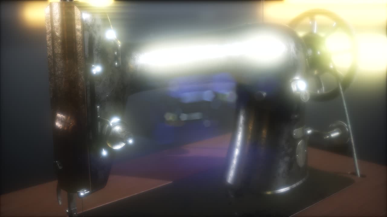 어두운 곳에서 오래된 레트로 바느질 기계