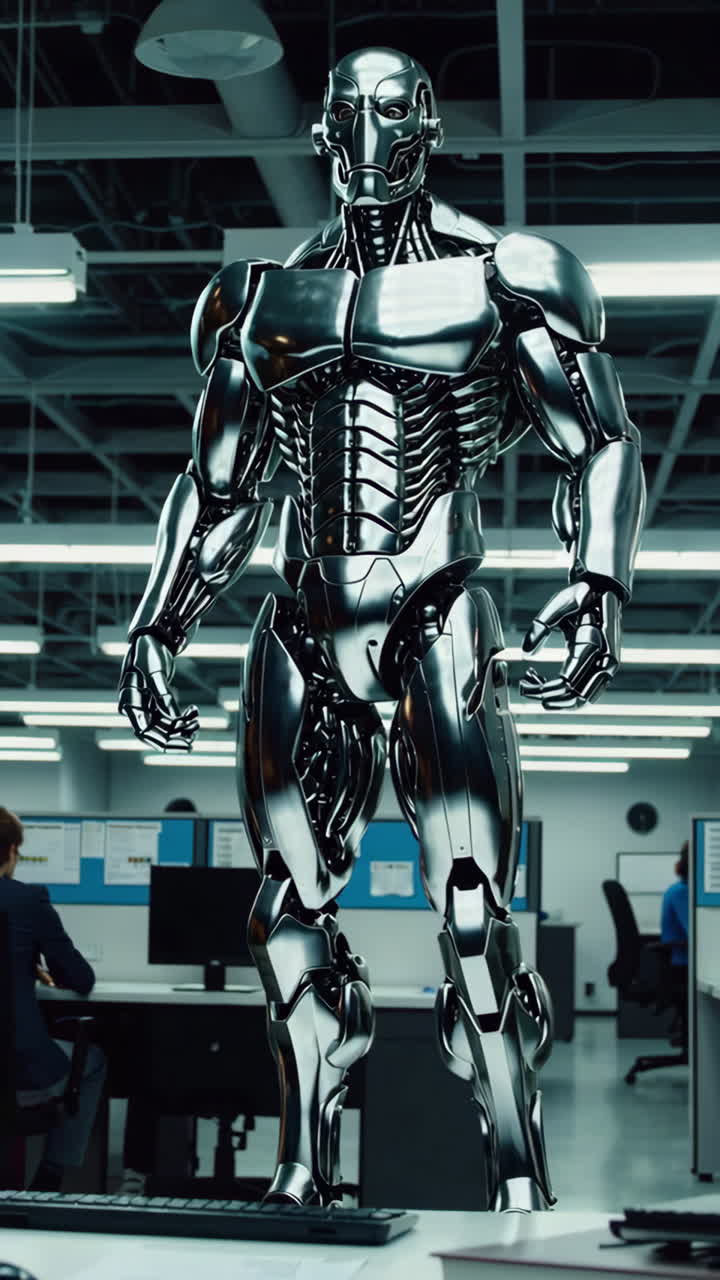 Futuristic Robot in Office Setting