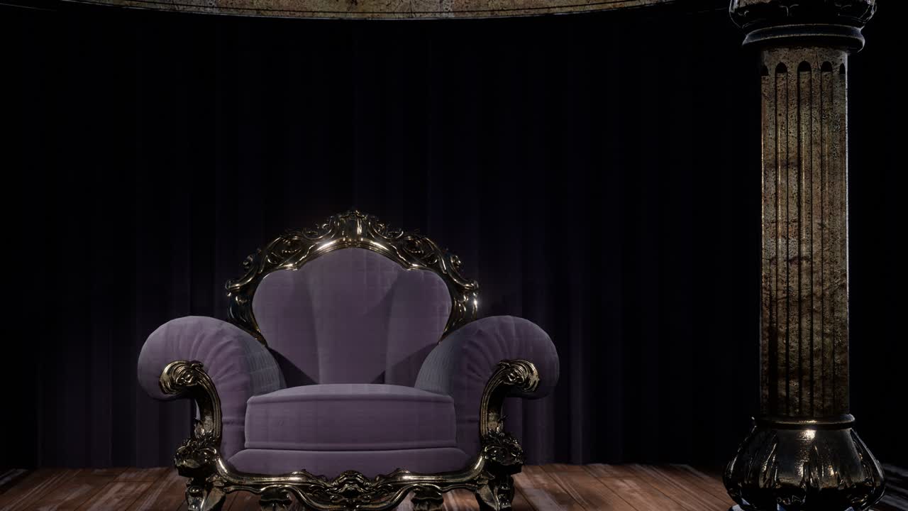 escenario de cortina de teatro de lujo con silla