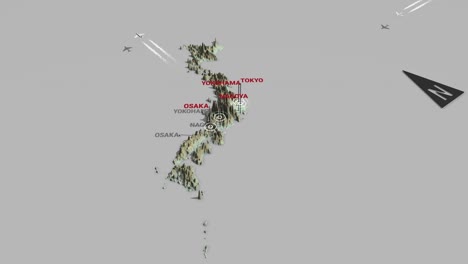 mapa del terreno en 3d de japón