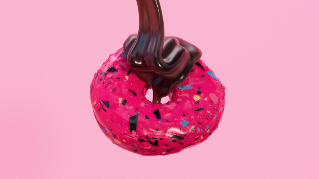 donut rosado con llovizna de chocolate