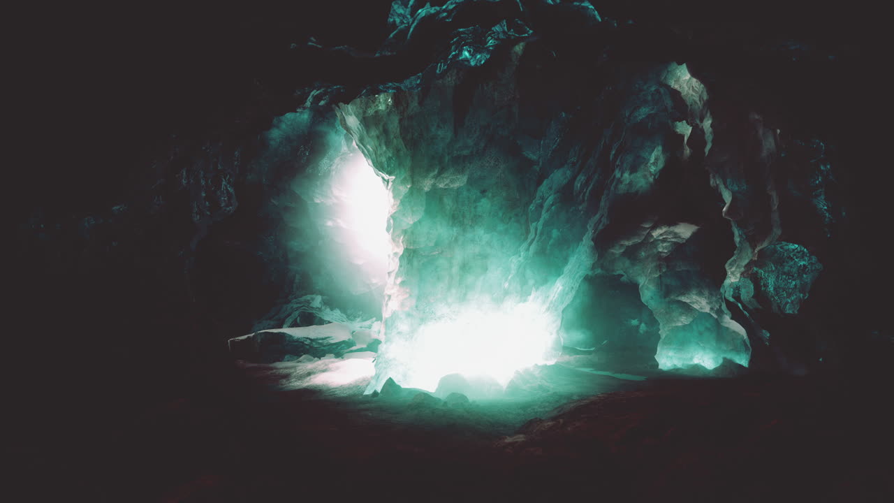 Entrance of an ice cave inside glacier in southern Iceland
