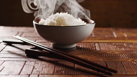 steaming hot bowl of rice