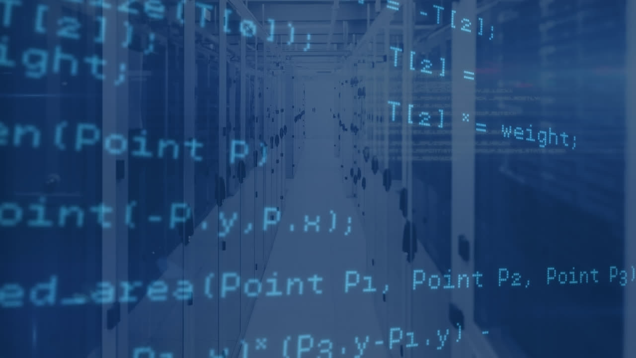 컴퓨터 서버를 통해 데이터 처리의 애니메이션