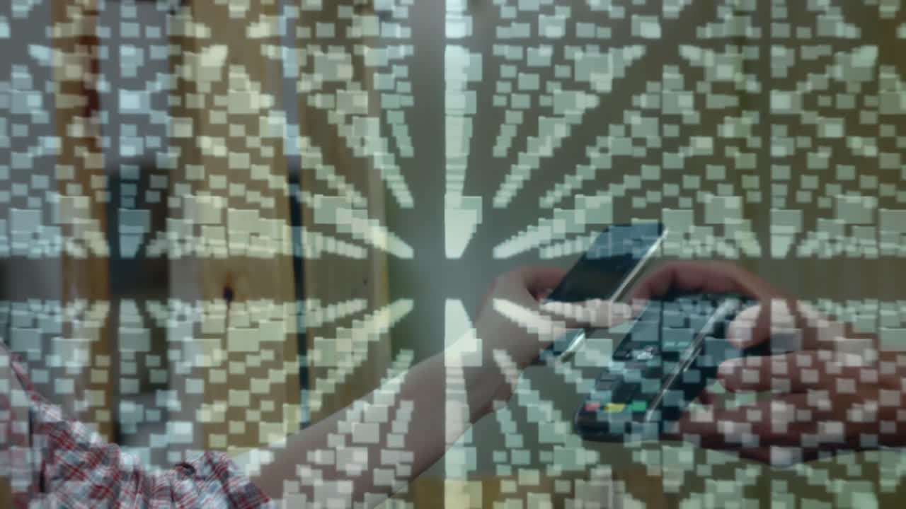 animación del candado de seguridad de la red sobre las personas que utilizan el terminal de pago