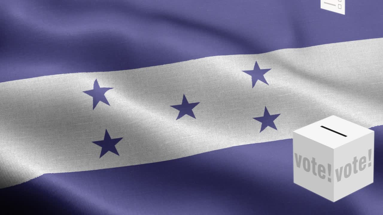 호두라스 선거를 위한 투표용지 - 발 앞에 있는 투표용장 - 선거 - 투표 - 호두라스의 발 - 호누라스 발 높은 세부 사항 - 국가 발 호누라스의 파동 패턴 루프 가능한 요소 - 직물 질감과 끝없는 루프