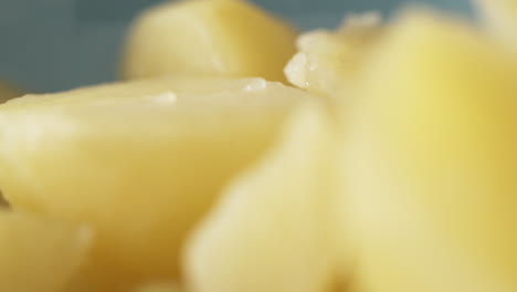 close-up of diced potatoes
