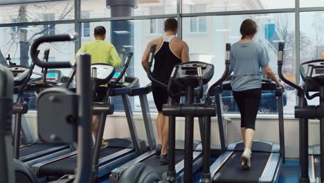 Un-Grupo-De-Personas-Entrena-En-Cintas-De-Correr