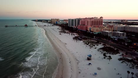 Sunrise-Clearwater-Beach,-Clearwater-Florida-in-4k-Aerial