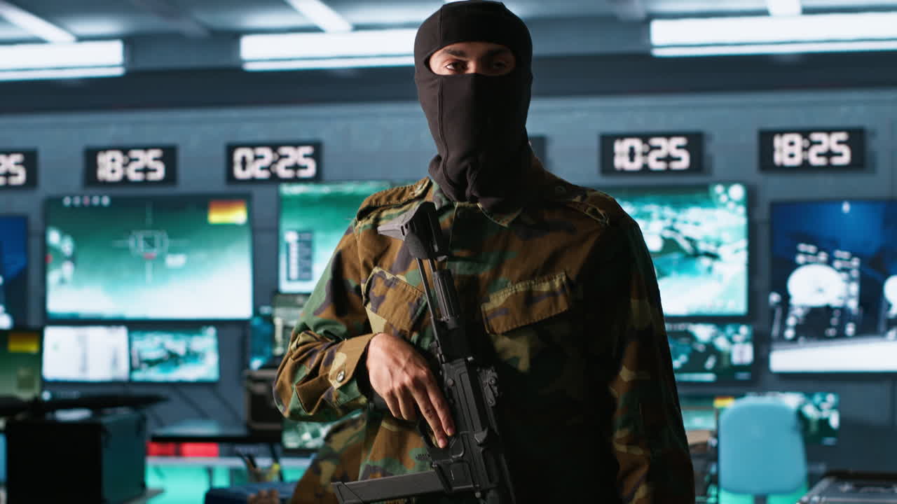 terroristas que ocupan la base de operaciones del enemigo