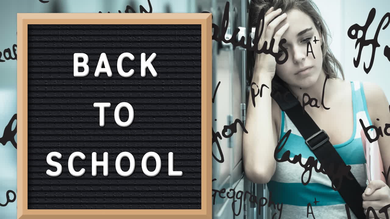 학교 텍스트와 학생의 학교 텍스트에 대한 학교 텍스트의 애니메이션