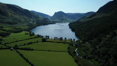 aerial view of buttermere lake, lake district, cumbria, uk