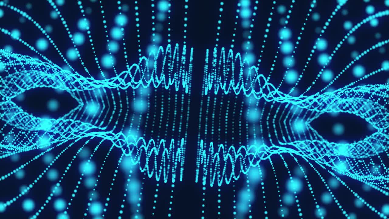 Digital Particle Wave Motion With Glowing Light Effect