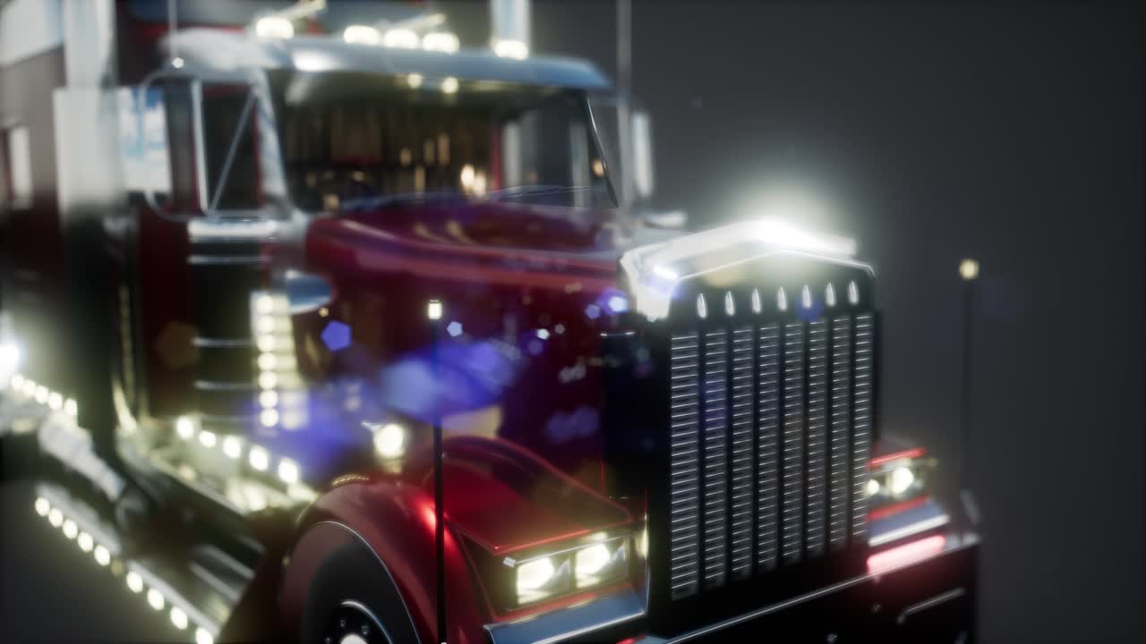 스튜디오에서 밝은 미국 트럭 트랙