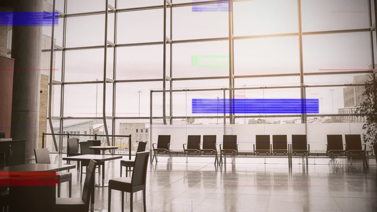 Premium stock video - Animation of interference over empty office