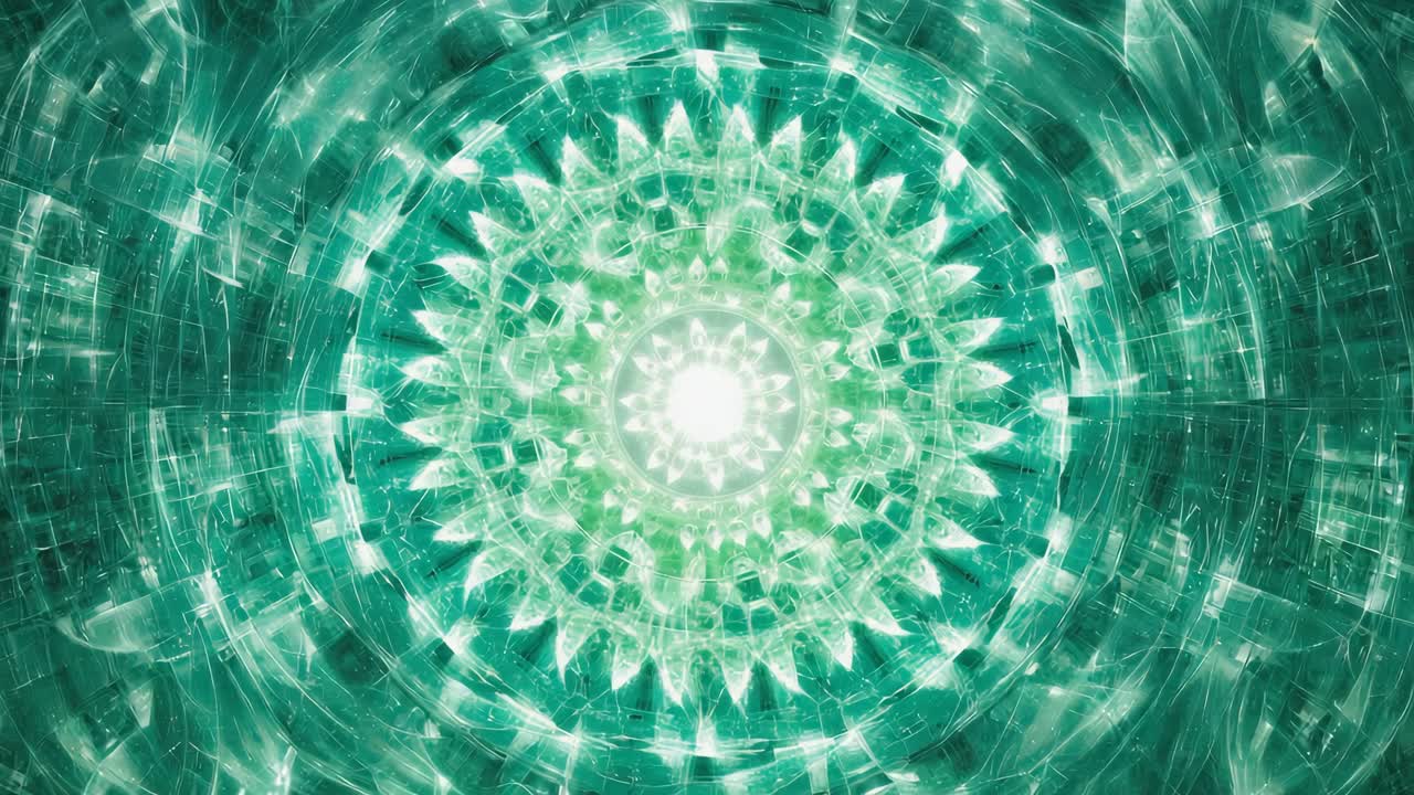 Abstract Green and Teal Fractal Kaleidoscope