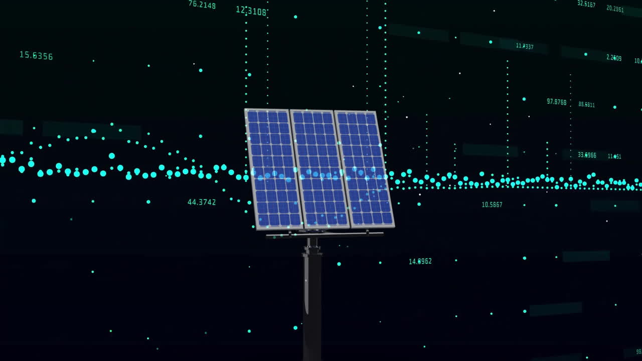 태양 전지 패널을 이용한 금융 데이터 처리 애니메이션