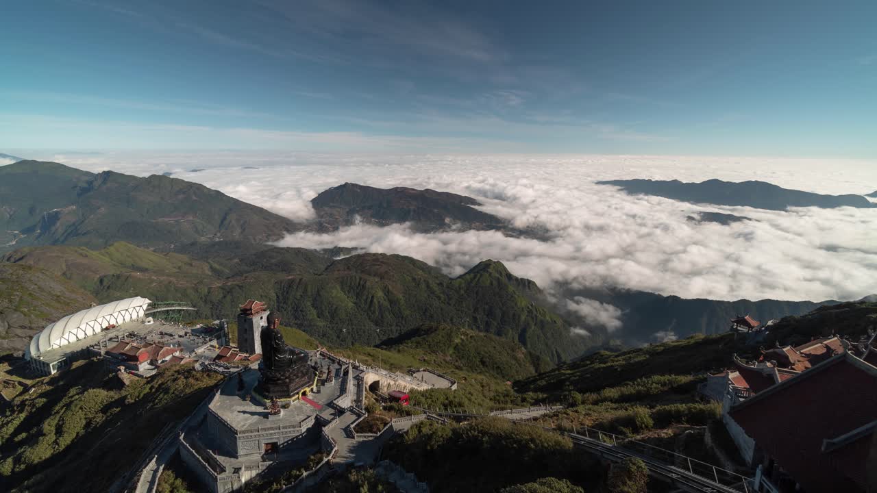 Fansipan Mountain View with Clouds and Temples