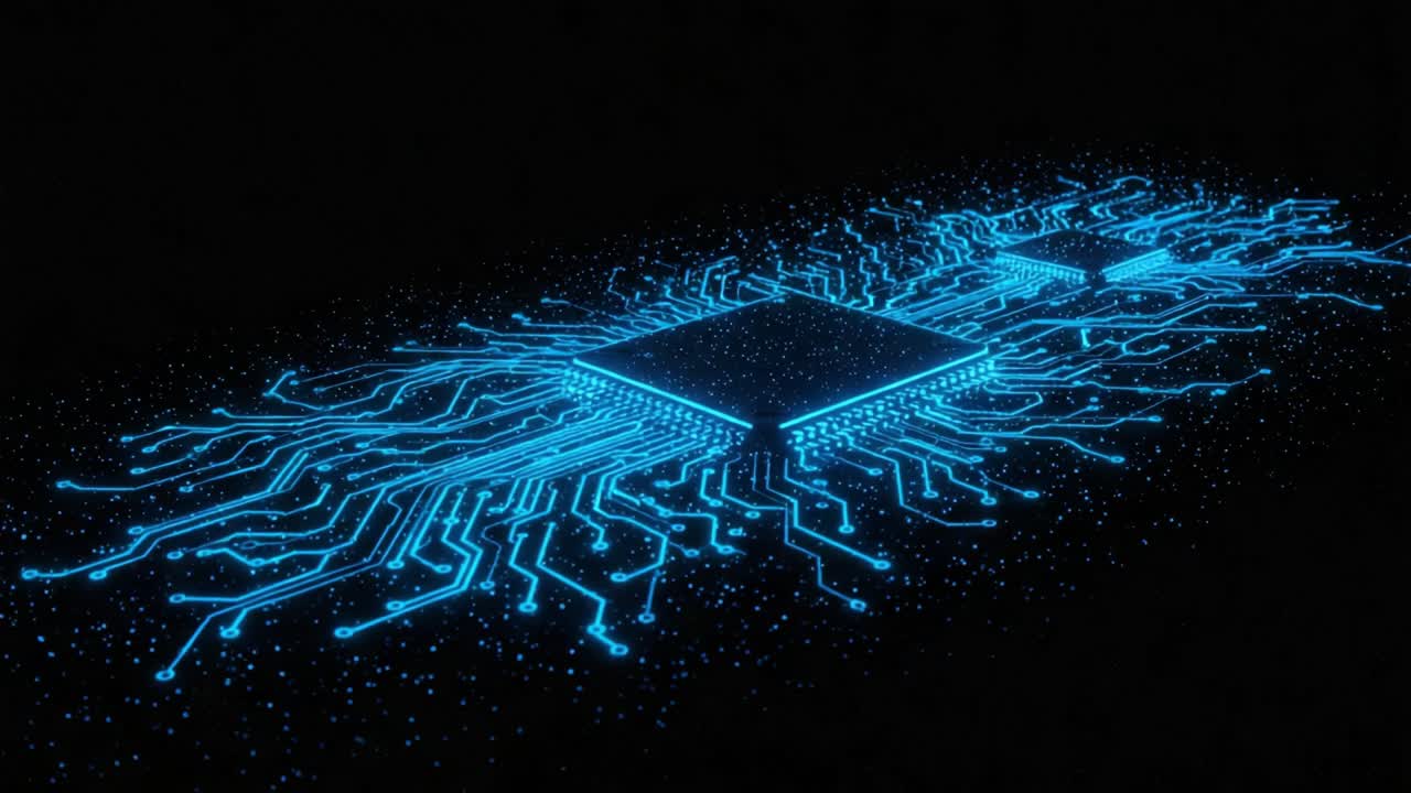 A Glowing Circuit Board with Vibrant Blue Connections Showcasing Advanced Technology and Digital Innovation in Modern Electronics