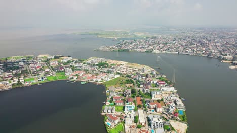 the landscape of banana island, the richest neighbourhood in lagos shows the lekki-ikoyi link bridge