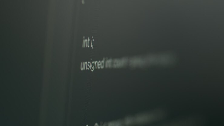 Program code on computer screen with software development database
