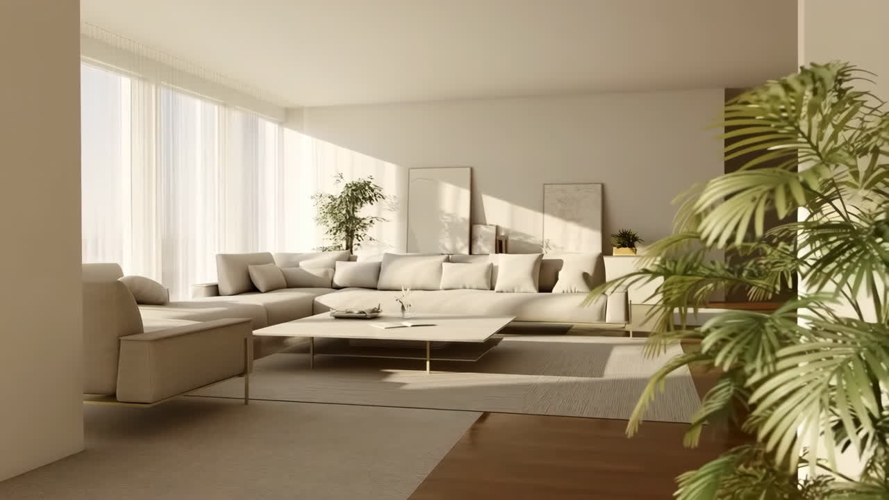 Soggiorno Luminoso e Moderno Minimalista con Luce Naturale