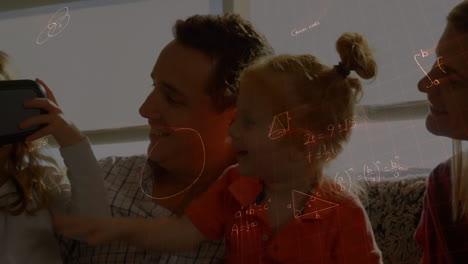 animation of mathematical drawings and equations over family using vr headset