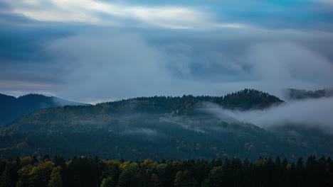 Austrian-alps-with-fog-and-clouds-in-the-valley---magical-time-lapse