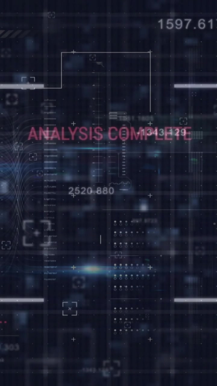 Animation of data processing over dark background