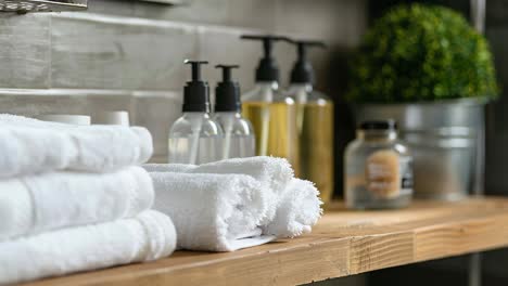 bathroom shelf with amenities