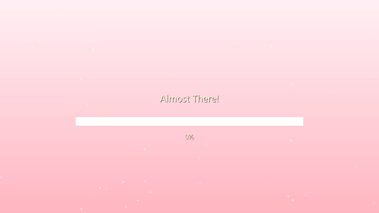 Progress bar displays a completion status of 53 percent in a minimalistic design. Background is pink with white and pink bar indicating progress toward a goal