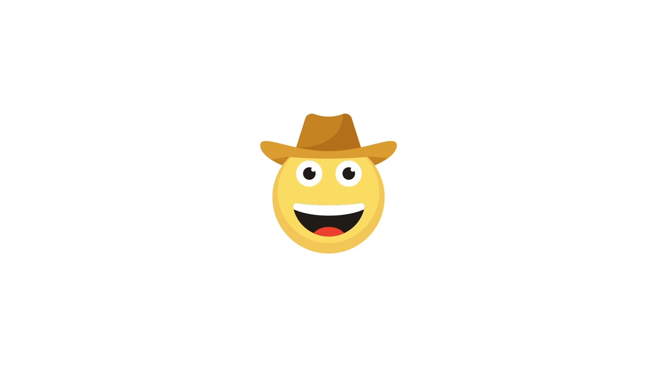Faccina emoji felice animata con cappello da cowboy