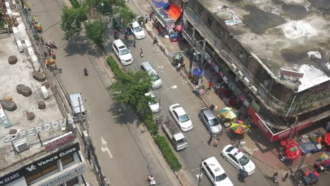 busy street scene in an urban area