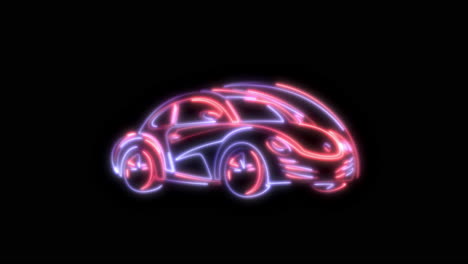 neon glowing outline of a futuristic car