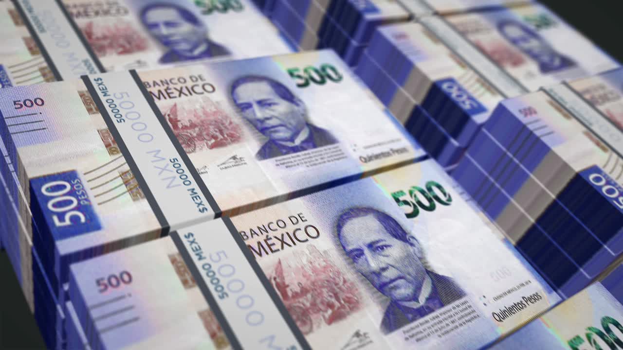Meksika Pezosu para banknot paketi kesintisiz döngü