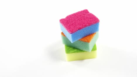 close-up of various cleaning sponge