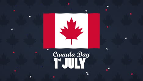 happy canada day celebration with flag and lettering