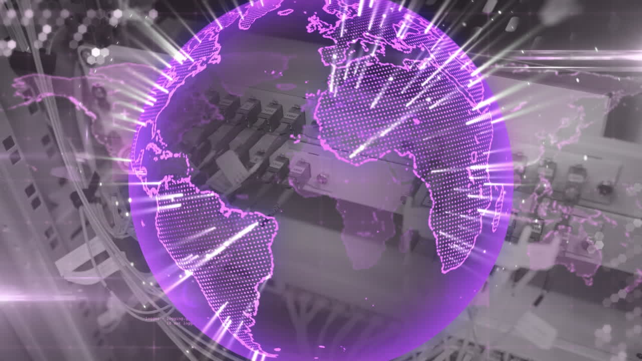 animación del globo y procesamiento de datos sobre el paisaje urbano